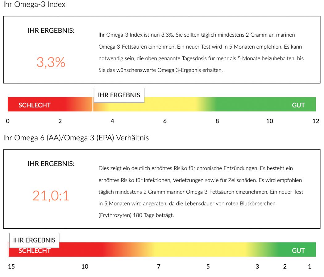 Omega 3 Test vorher ohne Supplementierung